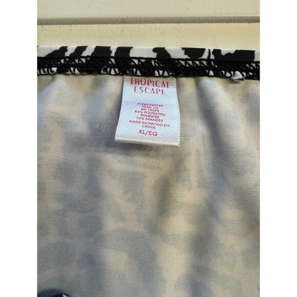 Tropical Escape Size XL Black White Floral Side Tie Bikini Bottom - Picture 2 of 4